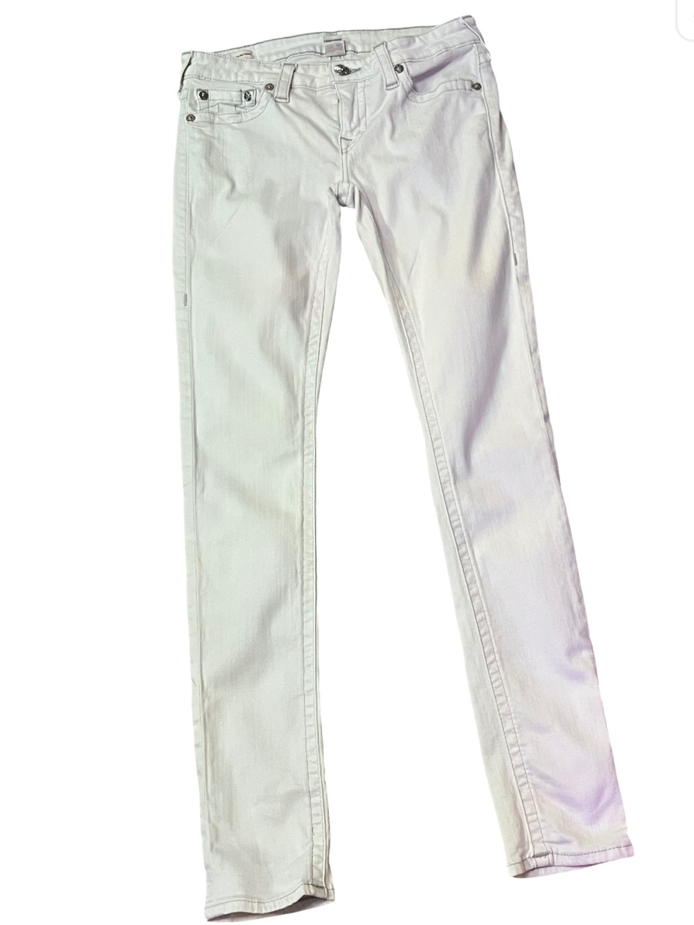 True Religion Stella Low Rise Skinny Jeans, Size 30, Light Grey/White
